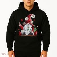 Floral Gnome Daisy Ladybugs Hippie Gnome Love Hoodie thumb 2