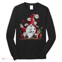 Floral Gnome Daisy Ladybugs Hippie Gnome Love Long Sleeve Shirt thumb 0