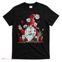 Floral Gnome Daisy Ladybugs Hippie Gnome Love T-Shirt thumb 0