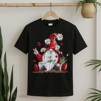 Floral Gnome Daisy Ladybugs Hippie Gnome Love T-Shirt thumb 2