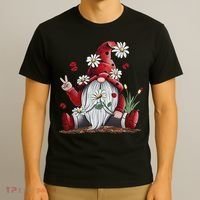 Floral Gnome Daisy Ladybugs Hippie Gnome Love T-Shirt thumb 3