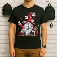 Floral Gnome Daisy Ladybugs Hippie Gnome Love T-Shirt thumb 6
