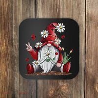 Floral Gnome Daisy Ladybugs Hippie Gnome Love Coaster thumb 0