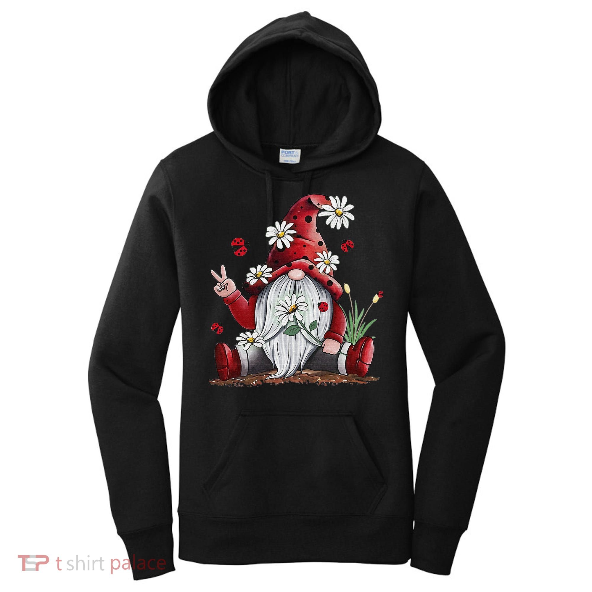 Floral Gnome Daisy Ladybugs Hippie Gnome Love Women's Hoodie