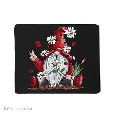 Floral Gnome Daisy Ladybugs Hippie Gnome Love Mousepad
