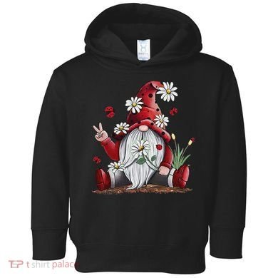 Floral Gnome Daisy Ladybugs Hippie Gnome Love Toddler Hoodie