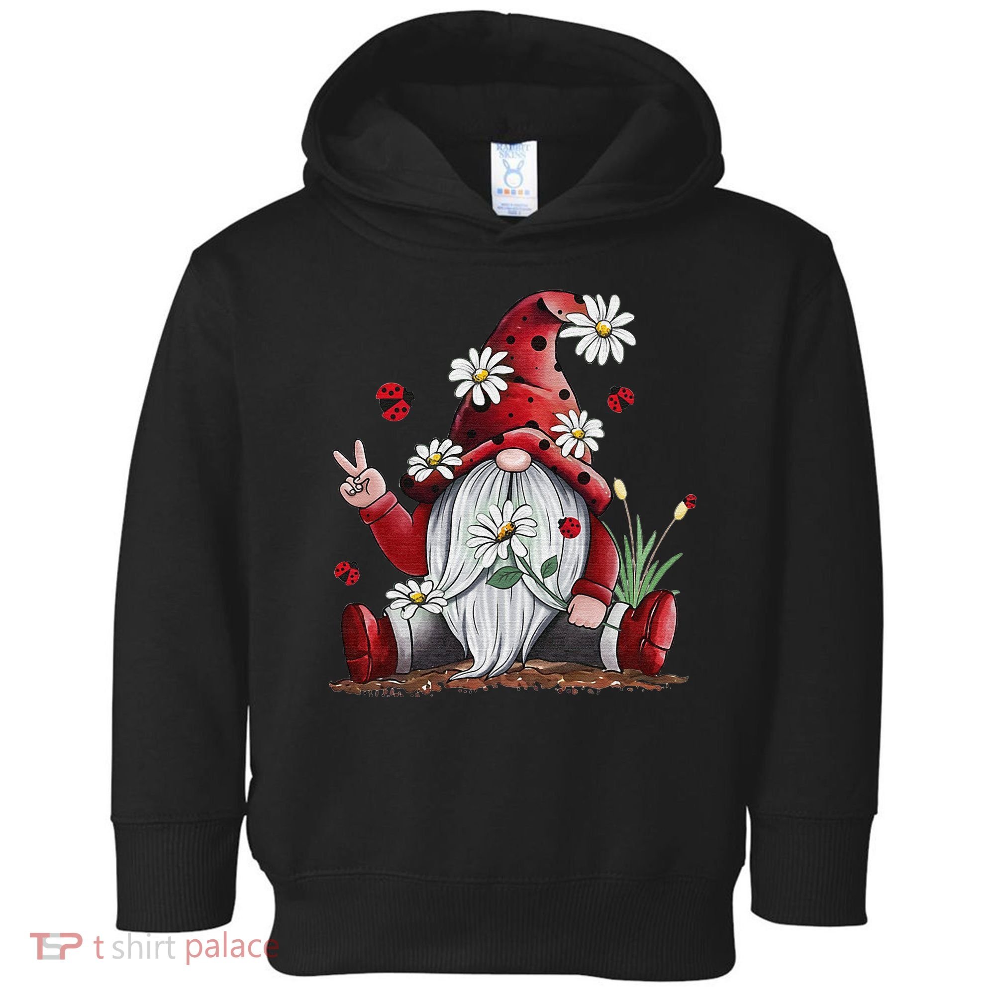 Floral Gnome Daisy Ladybugs Hippie Gnome Love Toddler Hoodie