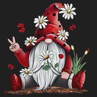 Floral Gnome Daisy Ladybugs Hippie Gnome Love Golf Towel thumb 3
