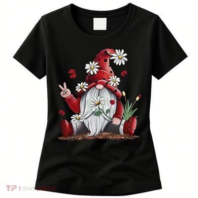 Floral Gnome Daisy Ladybugs Hippie Gnome Love Women's T-Shirt