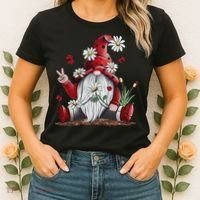 Floral Gnome Daisy Ladybugs Hippie Gnome Love Women's T-Shirt thumb 2