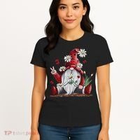 Floral Gnome Daisy Ladybugs Hippie Gnome Love Women's T-Shirt thumb 4