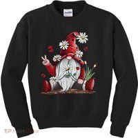 Floral Gnome Daisy Ladybugs Hippie Gnome Love Kids Sweatshirt thumb 0