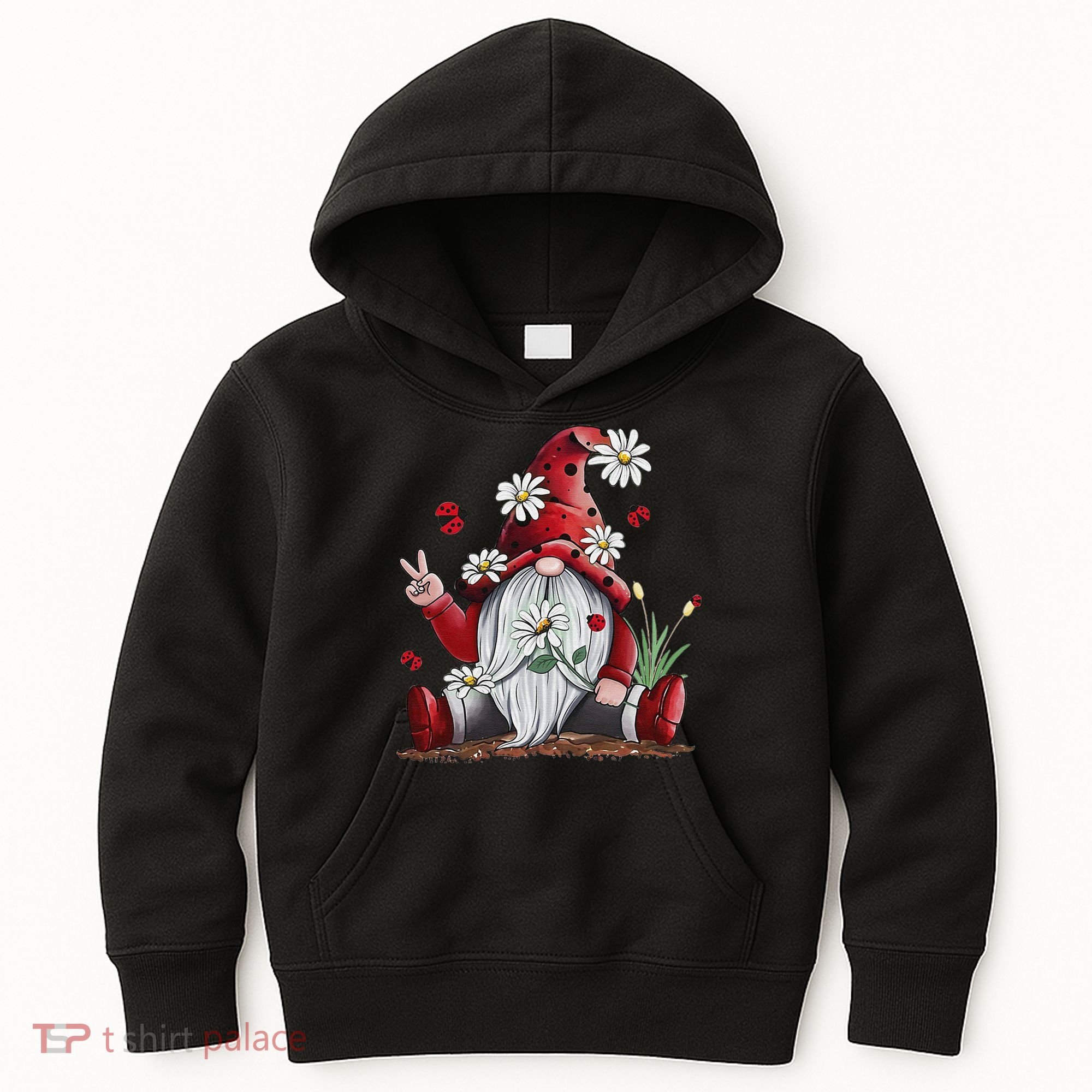 Floral Gnome Daisy Ladybugs Hippie Gnome Love Kids Hoodie