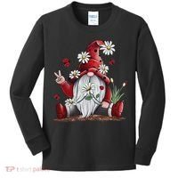 Floral Gnome Daisy Ladybugs Hippie Gnome Love Kids Long Sleeve Shirt thumb 0