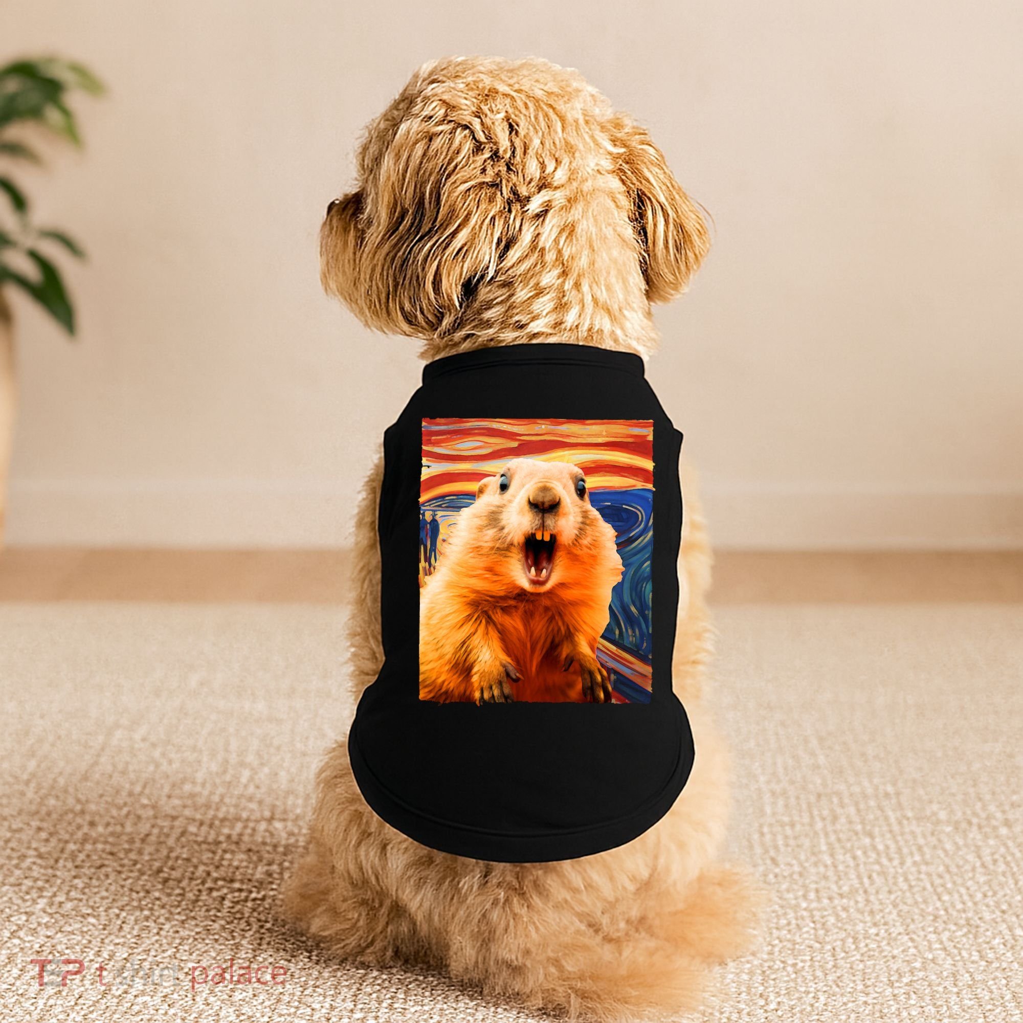Funny Groundhog Day The Scream Painting Doggie Tank