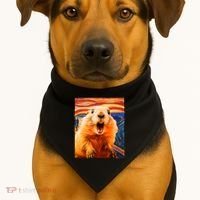 Funny Groundhog Day The Scream Painting USA-Made Doggie Bandana thumb 1