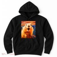 Funny Groundhog Day The Scream Painting Hoodie thumb 0