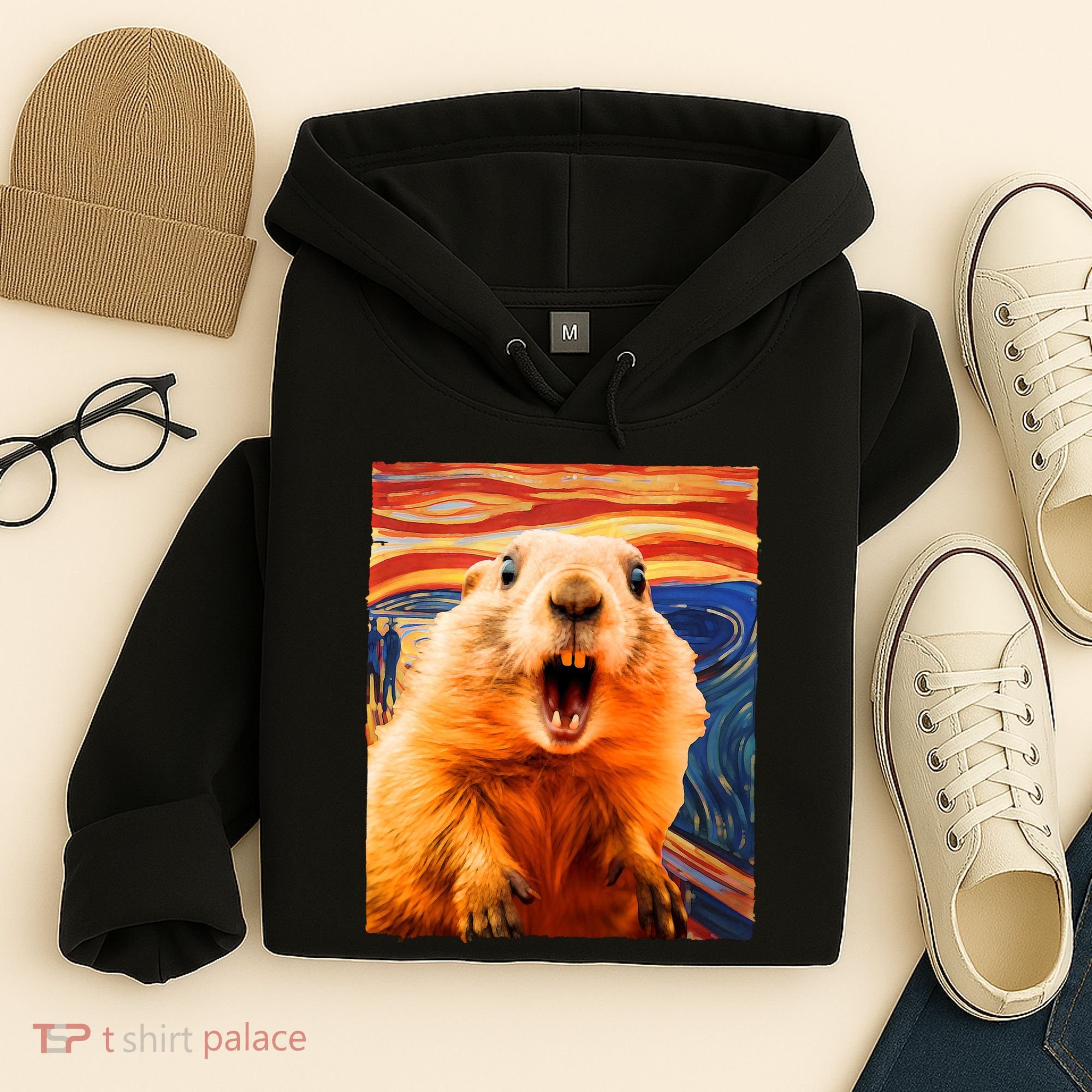 Funny Groundhog Day The Scream Painting Hoodie