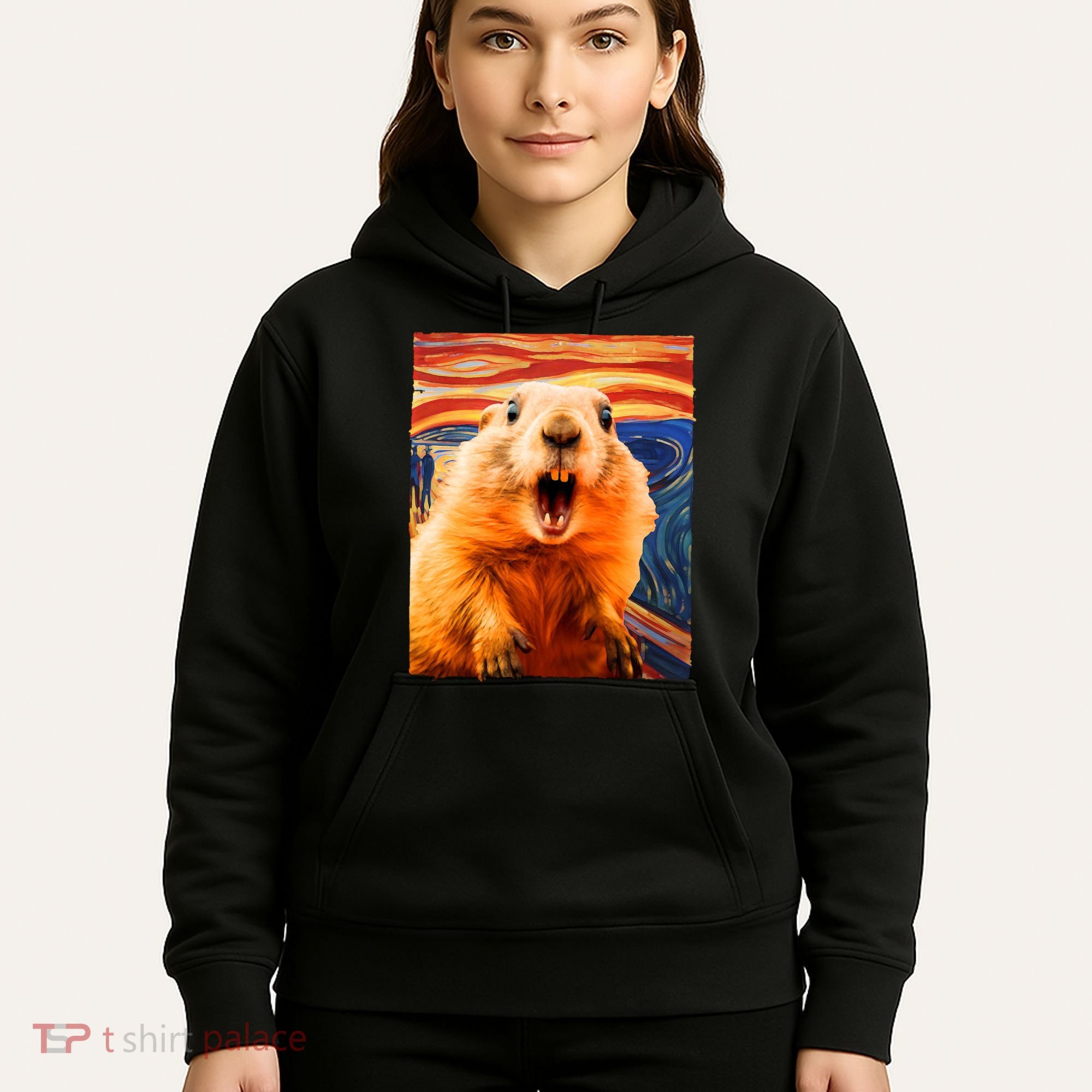 Funny Groundhog Day The Scream Painting Hoodie