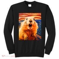 Funny Groundhog Day The Scream Painting Sweatshirt thumb 0