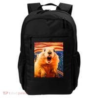 Funny Groundhog Day The Scream Painting Backpack thumb 0