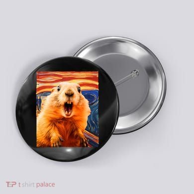 Funny Groundhog Day The Scream Painting Button