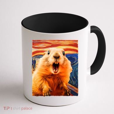Funny Groundhog Day The Scream Painting Coffee Mug back