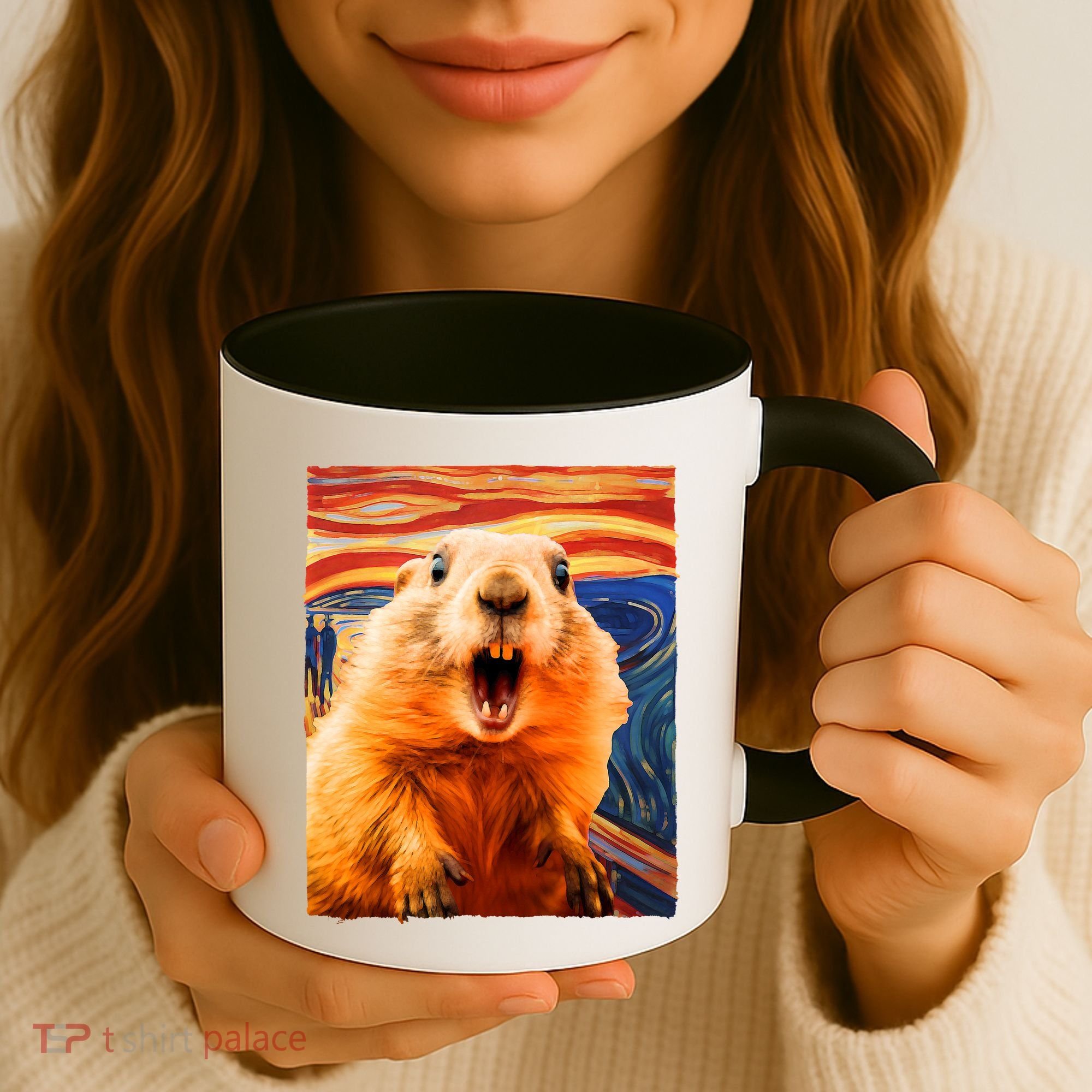 Funny Groundhog Day The Scream Painting Coffee Mug