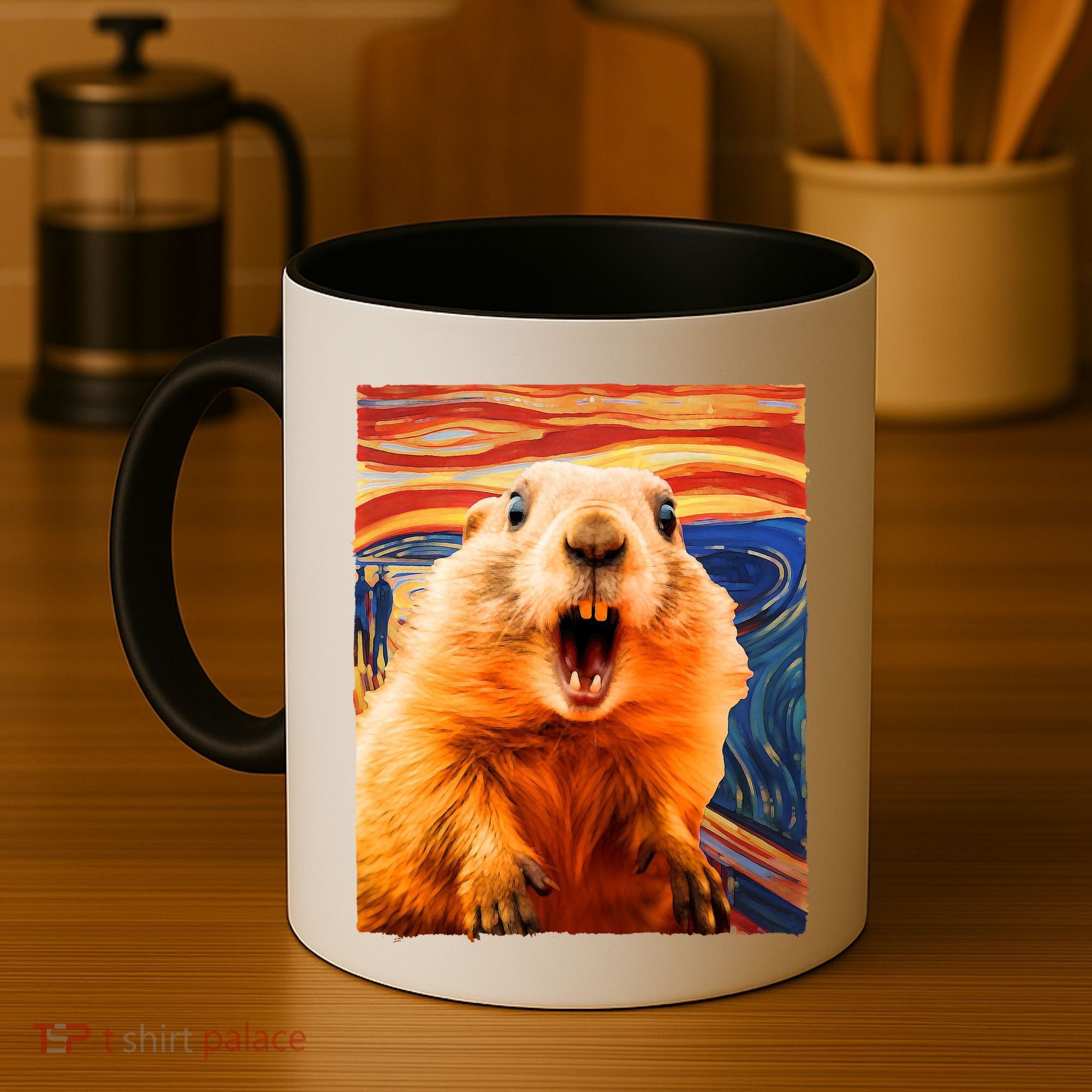 Funny Groundhog Day The Scream Painting Coffee Mug