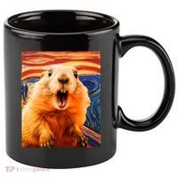 Funny Groundhog Day The Scream Painting 11oz C Handle Ceramic Mug thumb 0