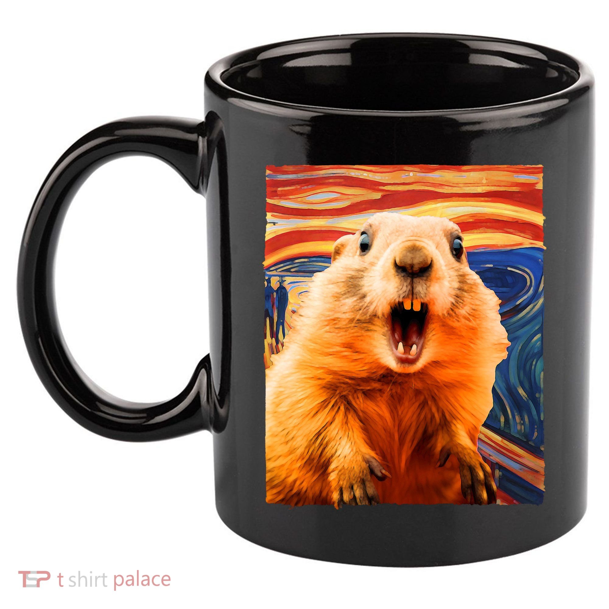 Funny Groundhog Day The Scream Painting 11oz C Handle Ceramic Mug