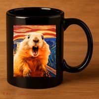 Funny Groundhog Day The Scream Painting 11oz C Handle Ceramic Mug thumb 3