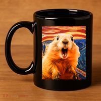 Funny Groundhog Day The Scream Painting 11oz C Handle Ceramic Mug thumb 4
