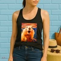 Funny Groundhog Day The Scream Painting Women's Tank Top thumb 2
