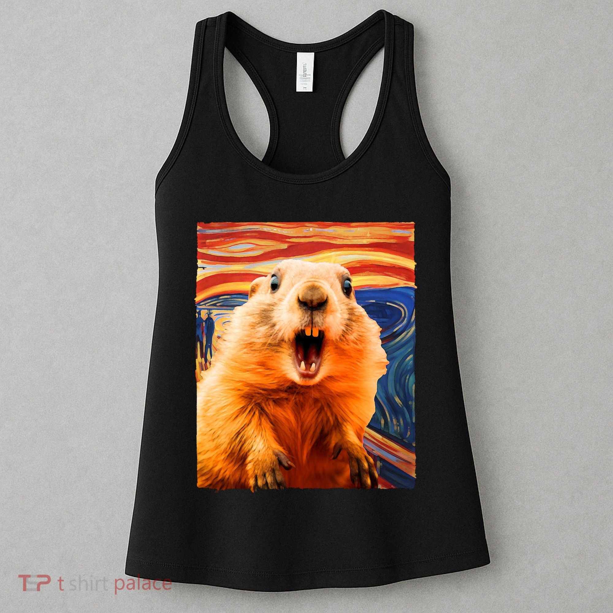 Funny Groundhog Day The Scream Painting Women's Tank Top