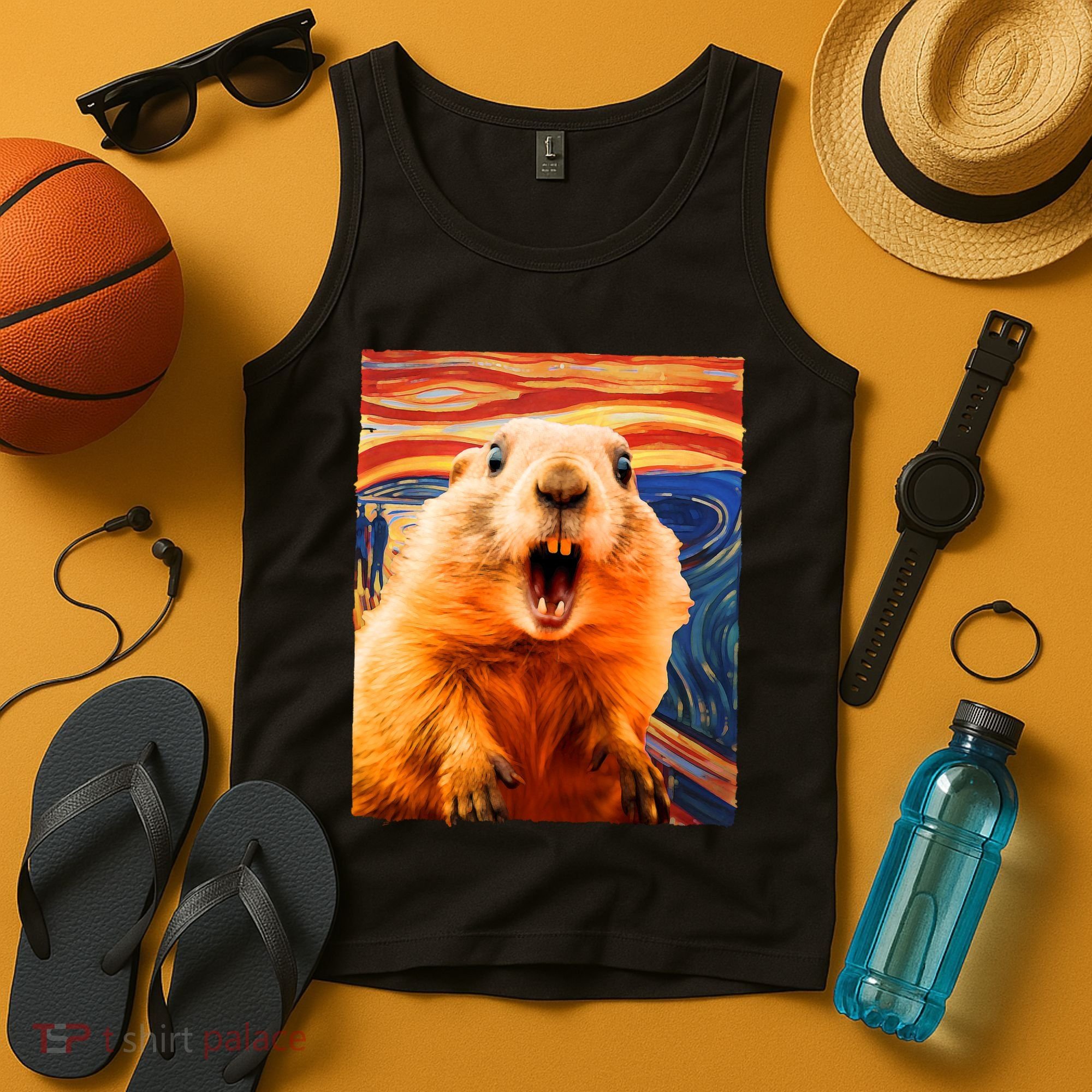 Funny Groundhog Day The Scream Painting Tank Top