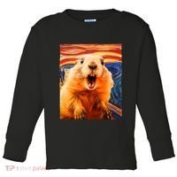 Funny Groundhog Day The Scream Painting Toddler Long Sleeve Shirt thumb 0