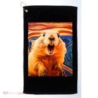 Funny Groundhog Day The Scream Painting Golf Towel thumb 0