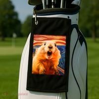 Funny Groundhog Day The Scream Painting Golf Towel thumb 2