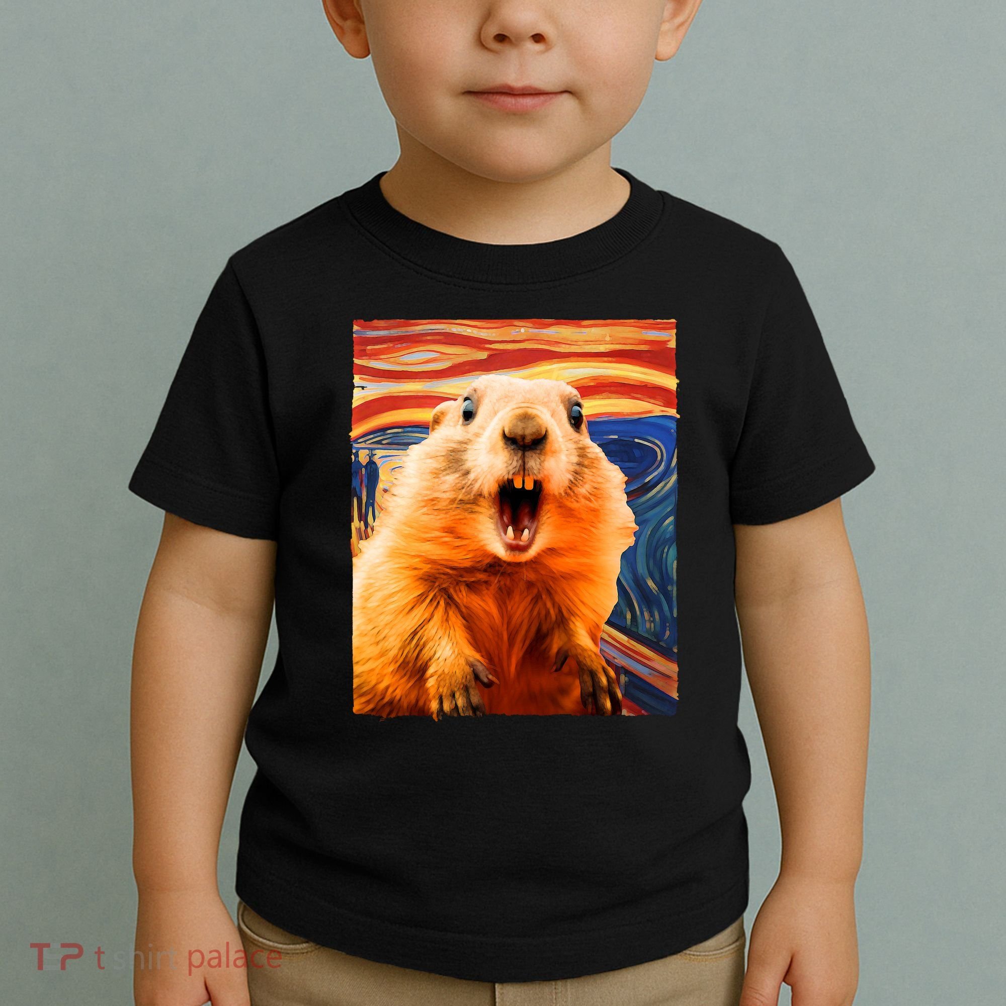 Funny Groundhog Day The Scream Painting Toddler T-Shirt