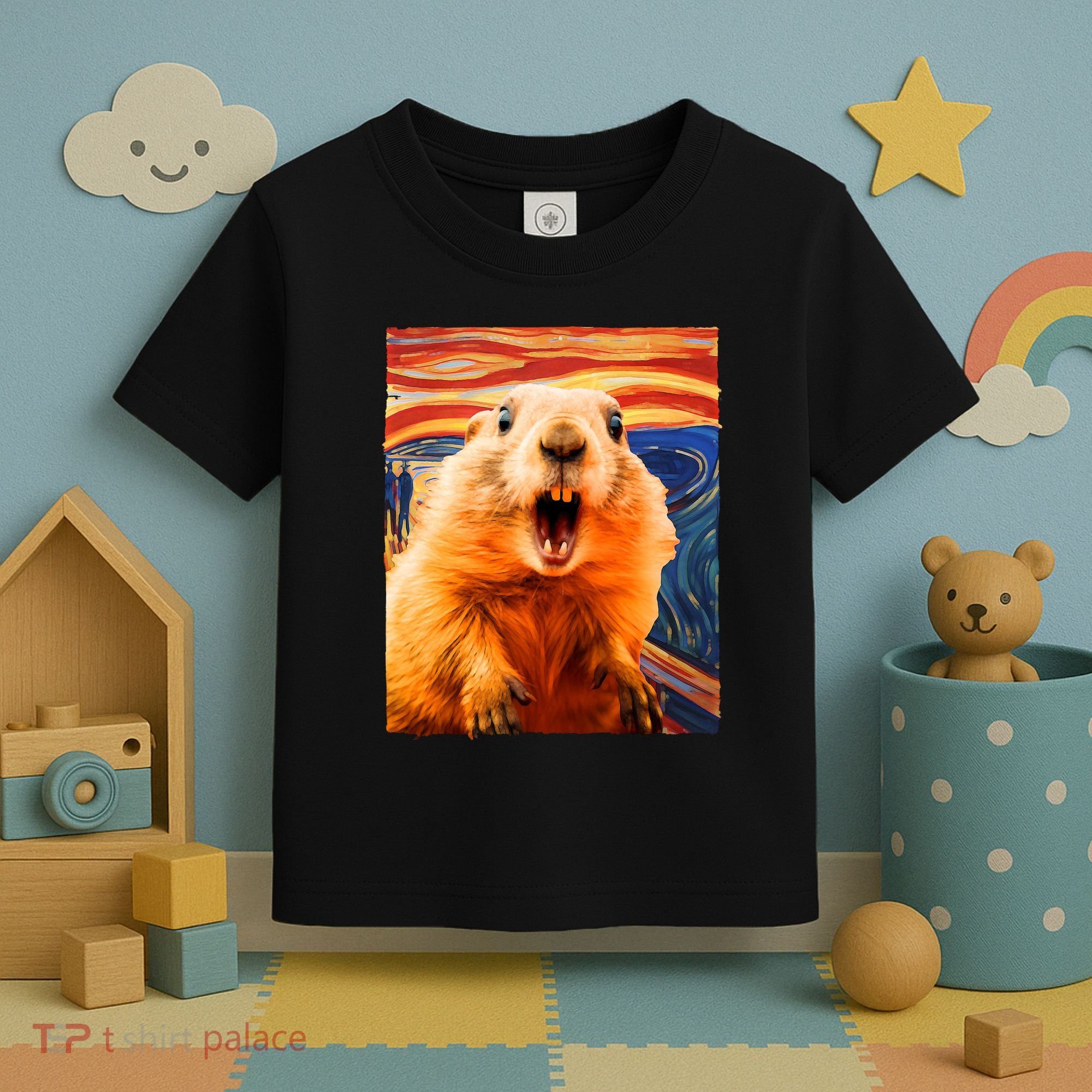 Funny Groundhog Day The Scream Painting Toddler T-Shirt