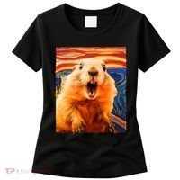 Funny Groundhog Day The Scream Painting Women's T-Shirt thumb 0