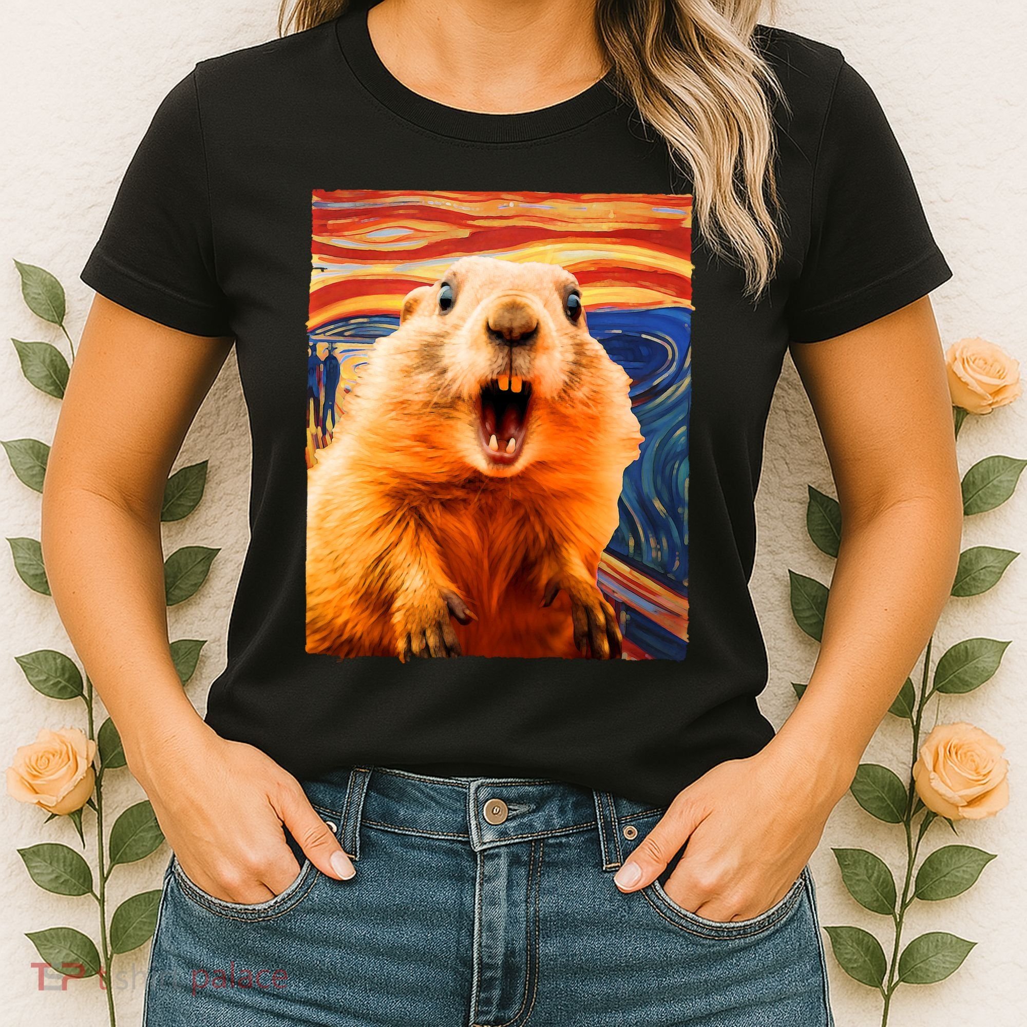 Funny Groundhog Day The Scream Painting Women's T-Shirt