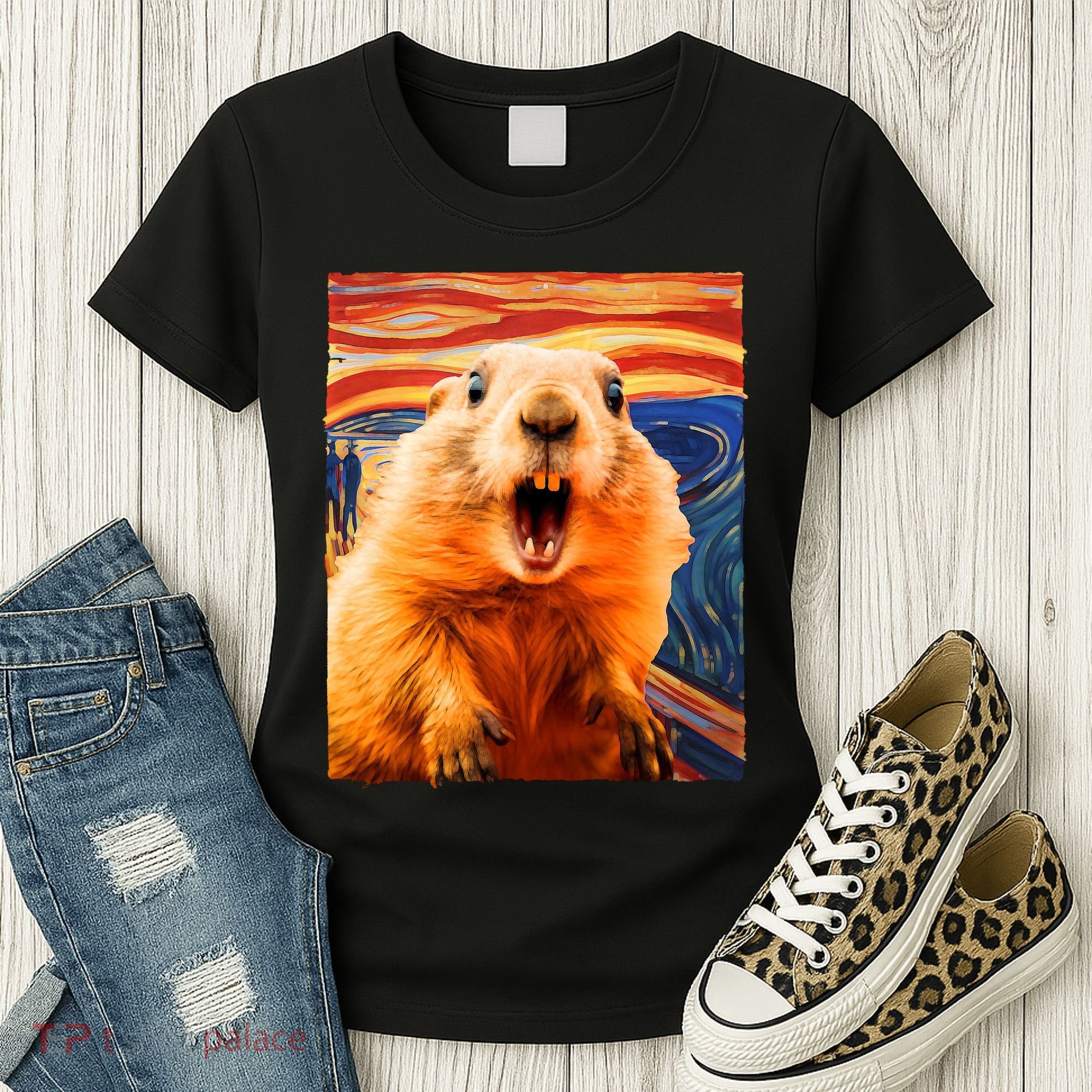 Funny Groundhog Day The Scream Painting Women's T-Shirt