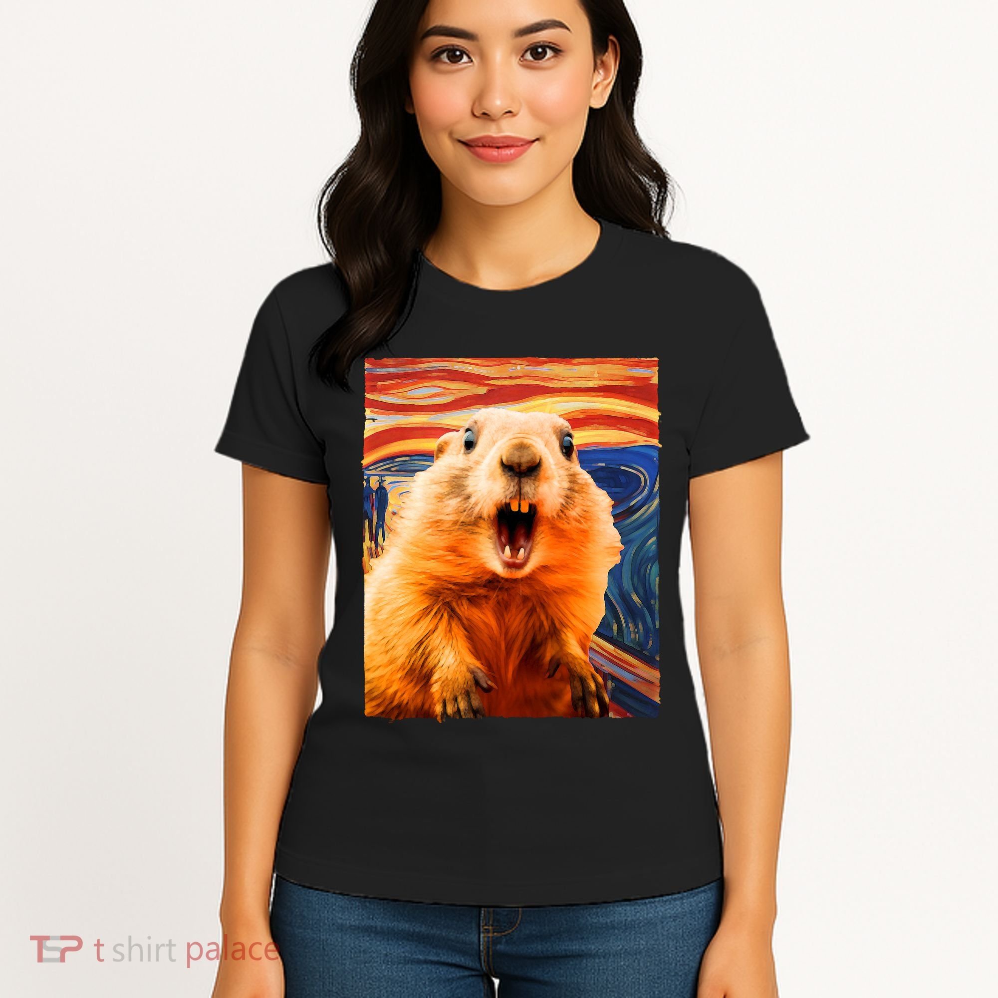 Funny Groundhog Day The Scream Painting Women's T-Shirt