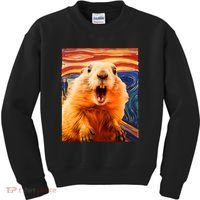 Funny Groundhog Day The Scream Painting Kids Sweatshirt thumb 0