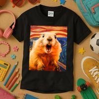 Funny Groundhog Day The Scream Painting Kids T-Shirt thumb 3