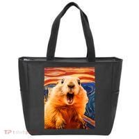 Funny Groundhog Day The Scream Painting Tote Bag thumb 0