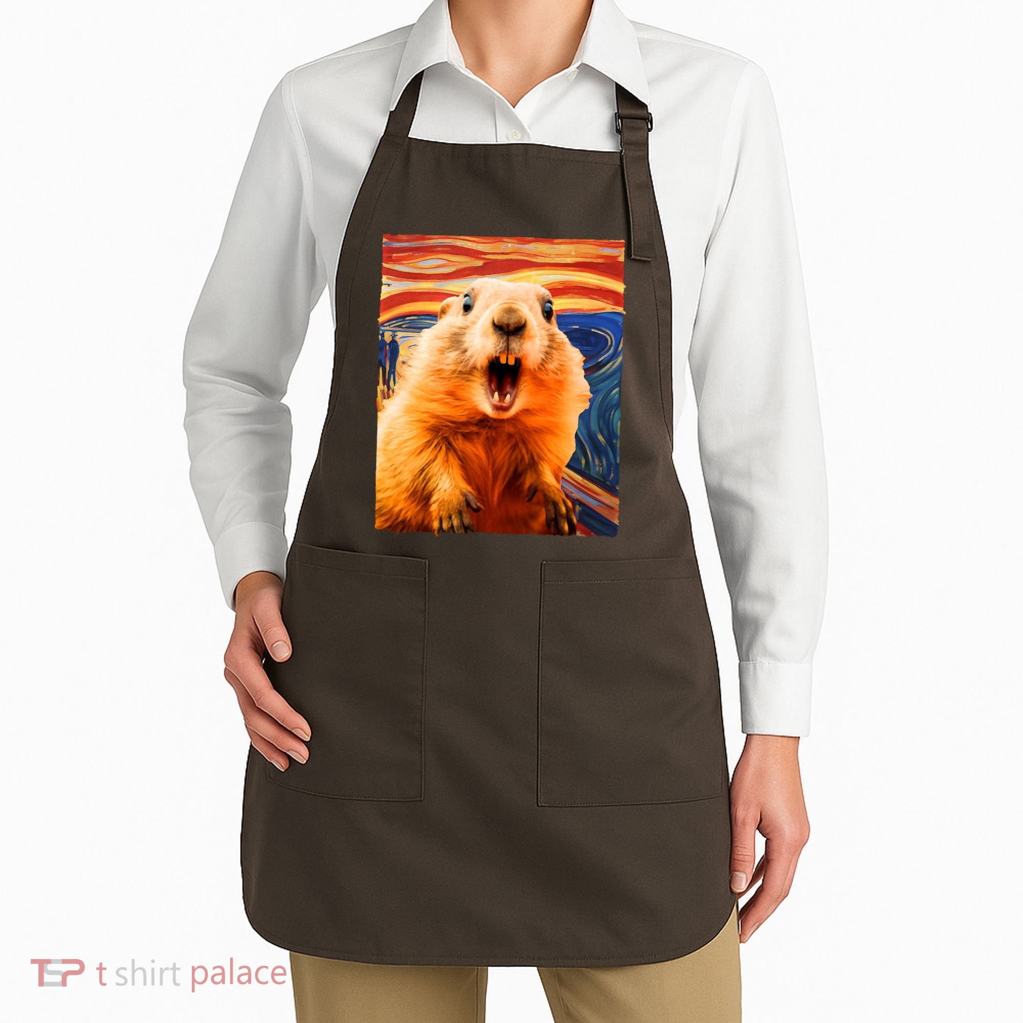 Funny Groundhog Day The Scream Painting Apron