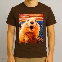 Funny Groundhog Day The Scream Painting T-Shirt thumb 3